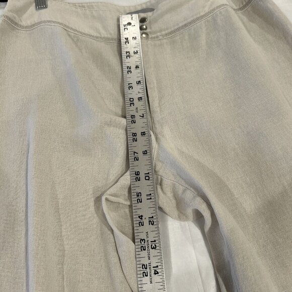 Minus Sweden Women's Linen Blend Pants 8 Wide Leg Button Front Light Beige - Picture 8 of 13